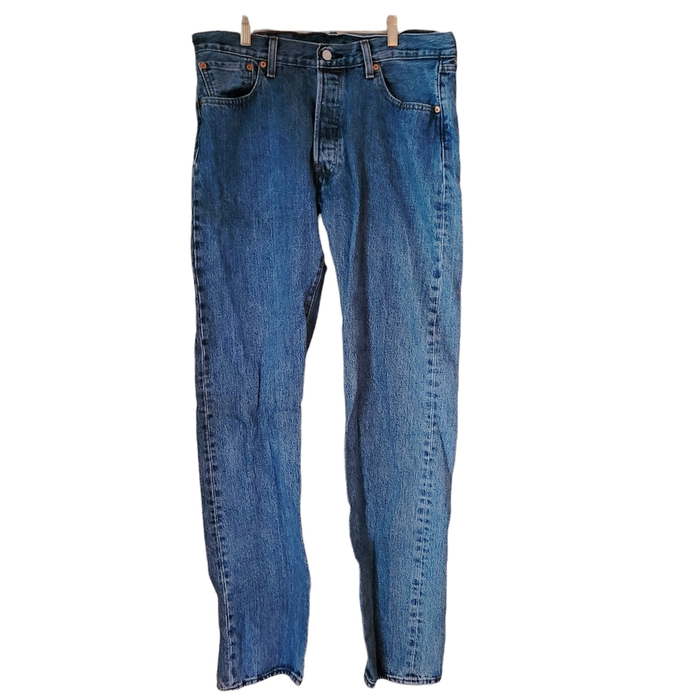 Levi's Men's 501 Button Fly Straight Leg Jeans Medium Wash Blue Size 34x36